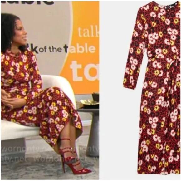 NWT The Kooples Small Floral Leopard Maxi Dress Keyhole Back Side Slit $385 - Picture 8 of 11